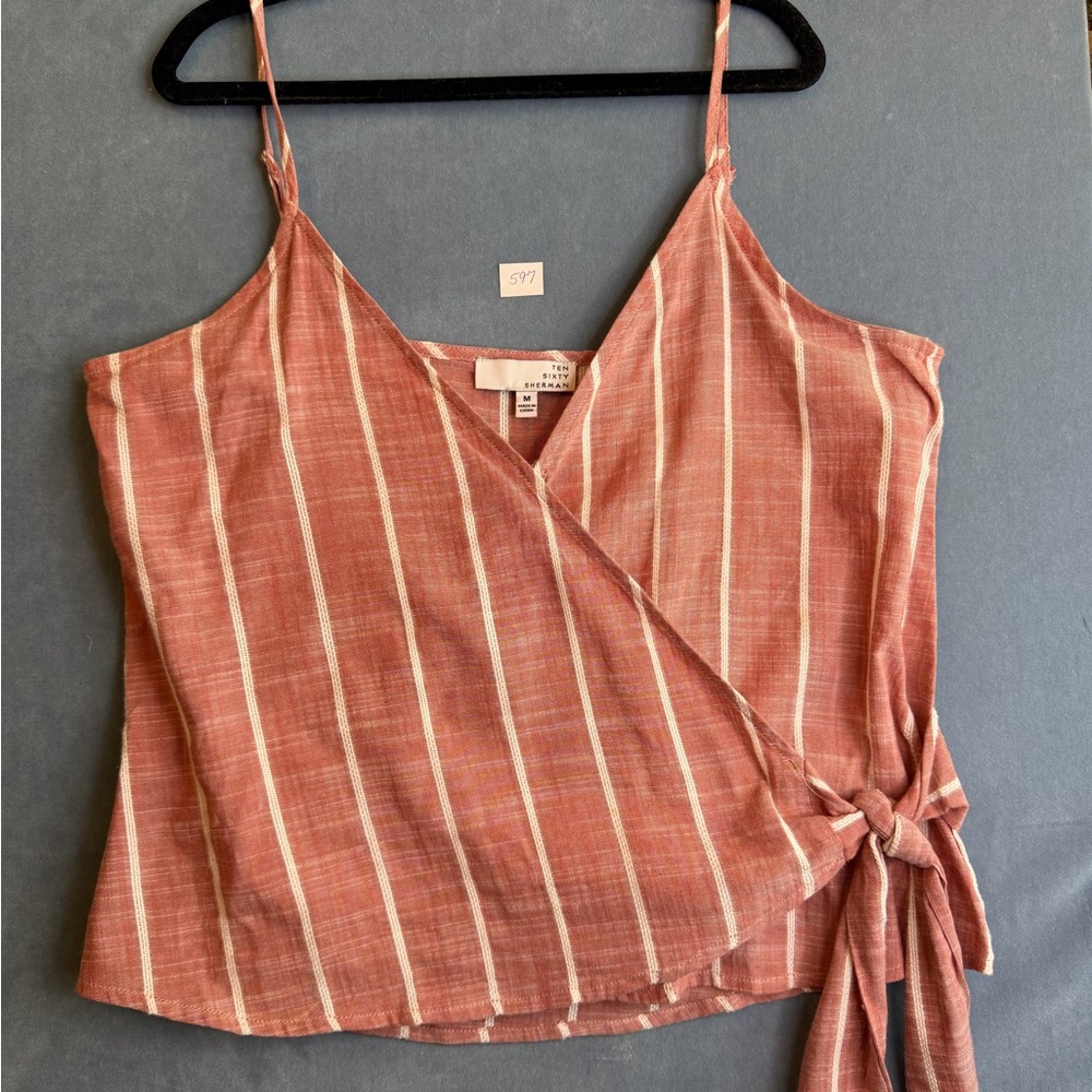 Ten Sixty Sherman‎ Pink Striped Wrap Camisole